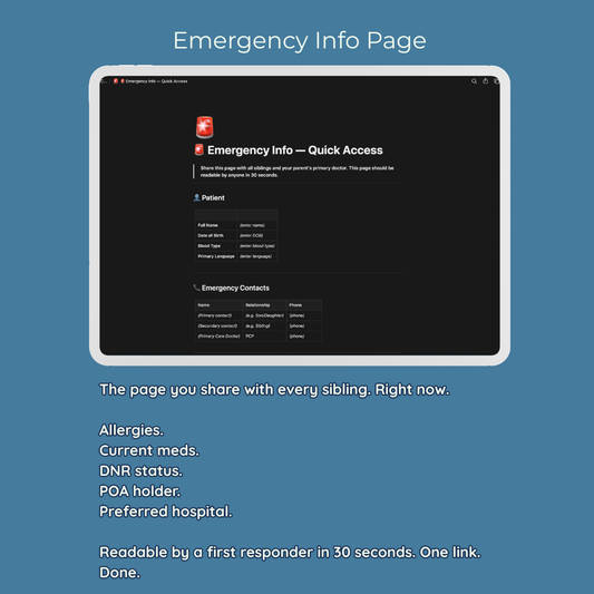Aging Parent Care Coordinator — Notion Template System
